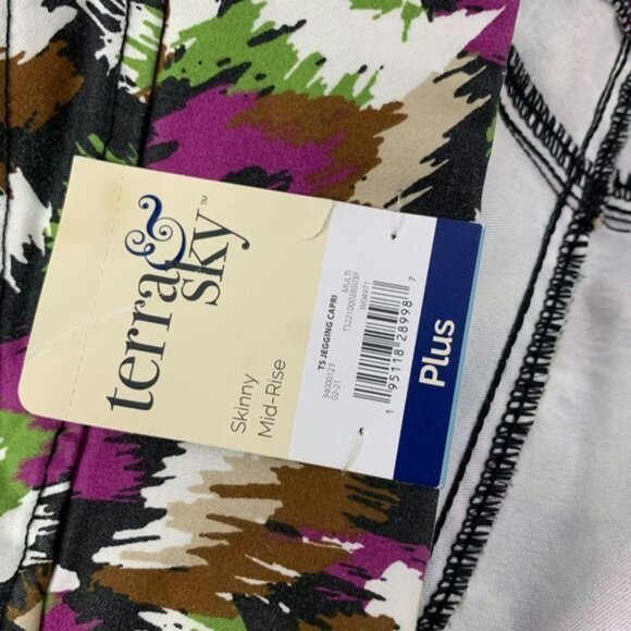 Terra & Sky Plus Size 3X Skinny Mid-Rise Pants Multicolor Pattern - Picture 6 of 7